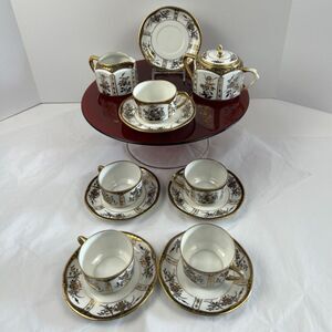 Antique Nippon Noritake Morimura Black Gold Porcelain Tea Service 13 Piece Set